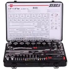 Sonderangebot WÜRTH ZEBRA ½" + ¼" PROFI STECKSCHLÜSSEL-SET KNARRENKASTEN 56 Teile im Koffer