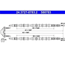 Neuheit ATE HANDBREMSSEIL MIT ZUBEHÖR HINTEN passend für OPEL ASTRA 24.3727-0783.2