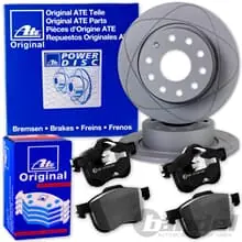 Direktkauf ATE PowerDisc BREMSSCHEIBEN 256mm Voll + BELÄGE VORNE für OPEL ASTRA G 1.2 16V