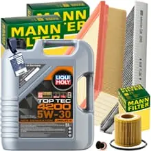 Günstig MANN INSPEKTIONSPAKET+5L LIQUI MOLY 5W30 ÖL passend für VW POLO 6R SKODA FABIA 2