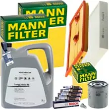 MANN INSPEKTIONSPAKET+5L ORIGINAL 0W-30 ÖL passend für SKODA FABIA 3 AUDI TSI Letzte Chance