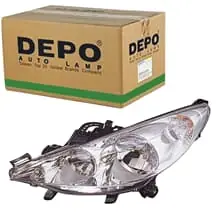 Neue Ware DEPO H1 H7 PY21W W5W SCHEINWERFER CHROM RECHTS PASSEND FÜR PEUGEOT 207 207/207+