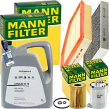MANN INSPEKTIONSPAKET+5L ORIGINAL 5W-30 MOTORÖL passend für AUDI A1 8X 2.0 TDI Zertifiziert