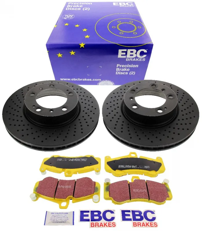 EBC-Bremsensatz, Premium Sportbremsscheiben (gelocht) + Bremsbeläge, Yellowstuff, Achssat, HA, Porsche 911 Sofort Bestellen