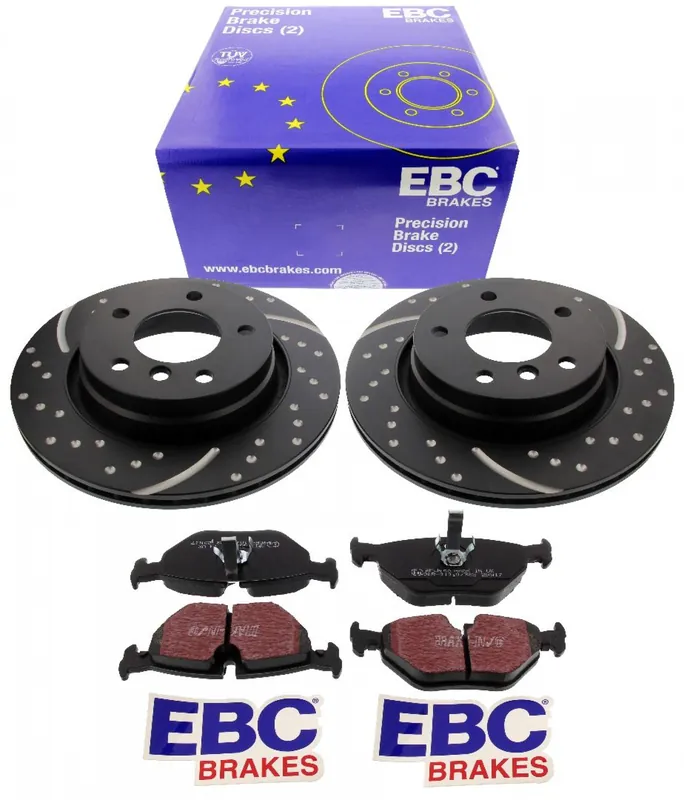 Aktuell EBC-Bremsensatz, Turbo Groove Disc Black + Bremsbeläge, Blackstuff, Achssatz, HA, BMW 3