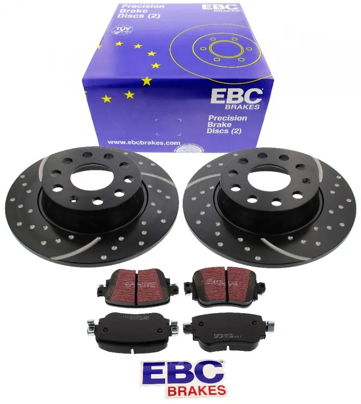 EBC-Bremsensatz, Turbo Groove Disc Black + Bremsbeläge, Blackstuff, Achssatz, HA, Audi, Seat, Skoda, VW Sofort Bestellen