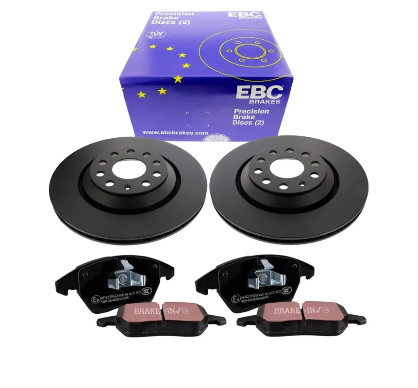Beliebt EBC-Bremsensatz, Premium Sportbremsscheiben + Bremsbeläge, Blackstuff, Achssatz, HA, VW Golf 7, Tiguan, Passat 3G, Audi A3