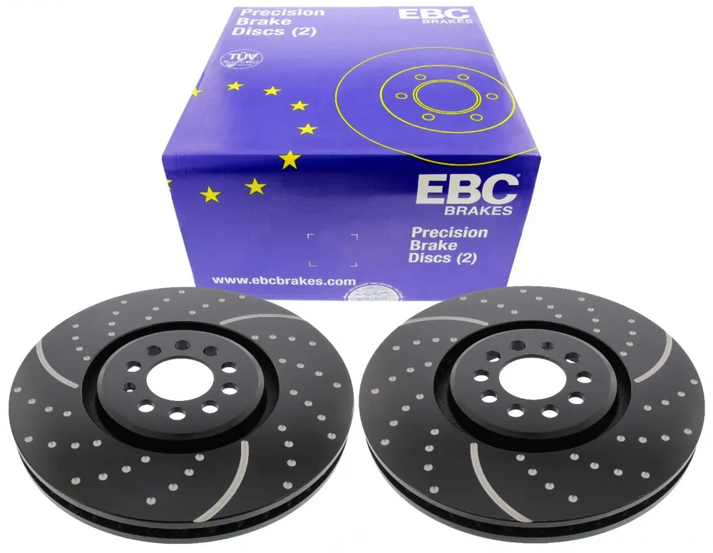 Sale EBC-Bremsscheiben, Turbo Groove Disc Black (2-teilig), VA, VW Golf 4 R32, Ø 334 mm