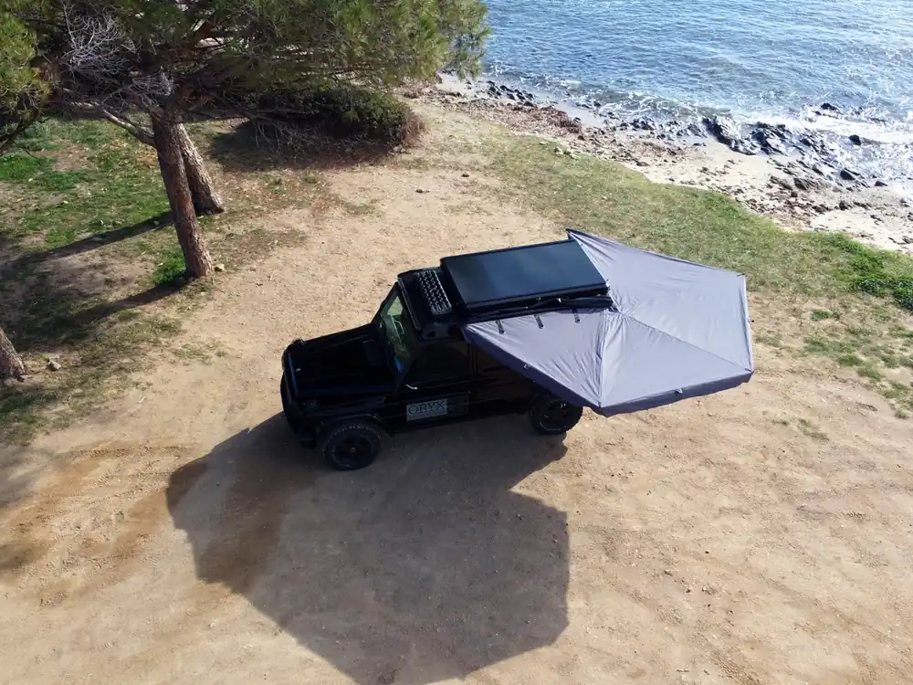 Sichere Zahlung Markise „Maxi Shadow“, 270°-Markise freistehend, 200 cm, grau